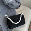 2025 new trend fashion handbag foreign style rhinestone underarm small square bag pearl chain shoulder messenger bag women