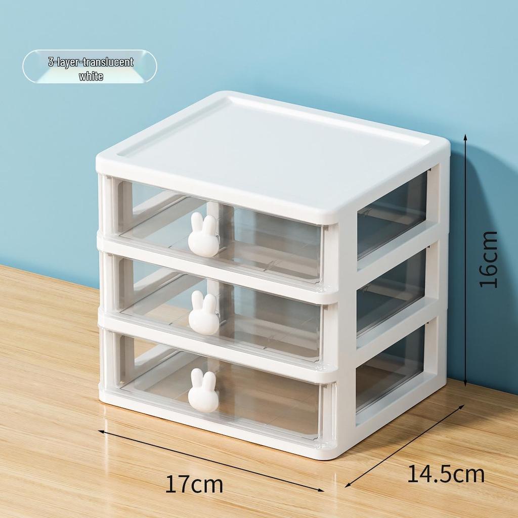 Cartoon Rabbit Transparent Mini Desk Storage Box with Drawers