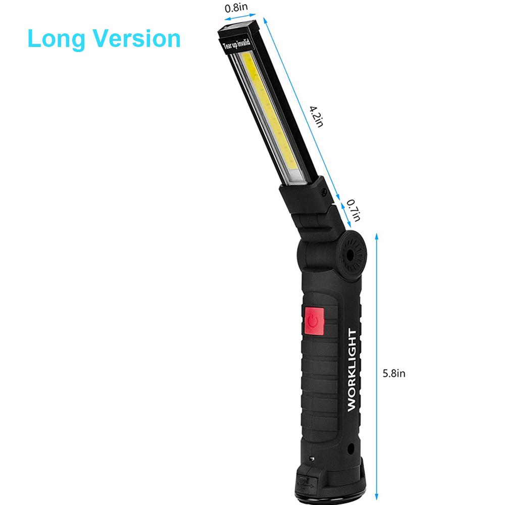 USB Rechargeable Portable COB LED Flashlight Work Light Magnetic Lanterna Hanging Lamp with Built-in Battery Camping Torch