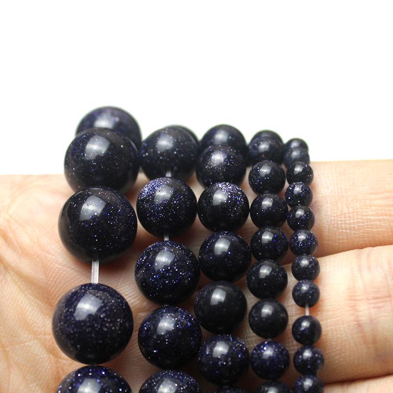 Beyond Crystal Blue Sandstone Round Beads for DIY Handmade Jewelry