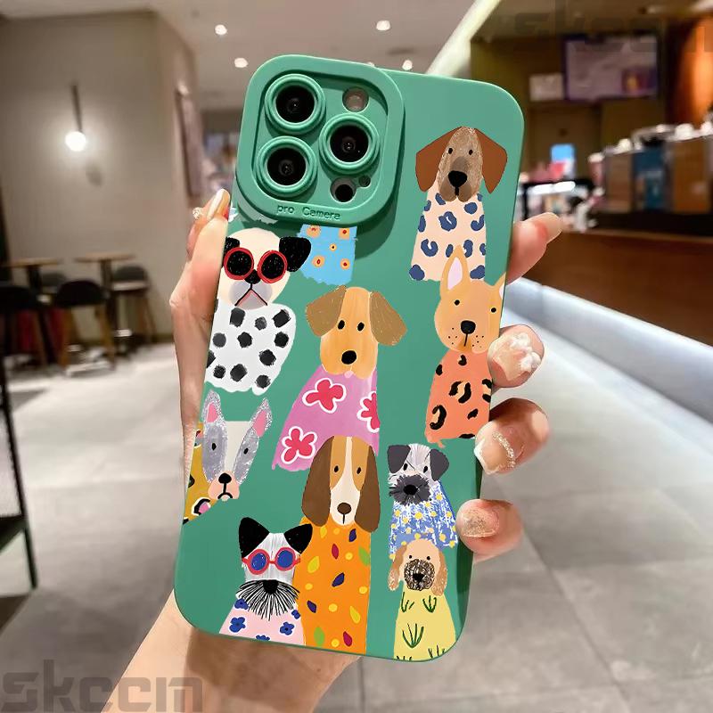 Funny Colorful Dog Pattern Design Phone Case For iPhone 17 16 15 14 Pro Max 12 11 13 Mini 17 Air XS X XR 7 8 Plus 16e Soft Cover