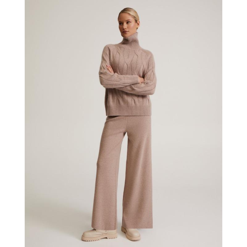 Women's Fall and Winter Long-sleeved Turtleneck Loose Casual Sweater Set