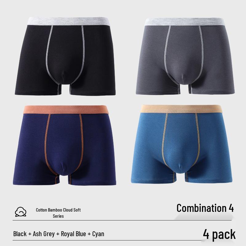 Men's Bamboo Cotton Boxer Briefs: Breathable, Antibacterial, Plus Size Available