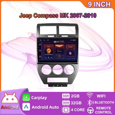 Android 2 Din Car Multimedia Player For Jeep Compass MK 2007-2010 Head Unit Stereo Carplay GPS Navigation BT WIFI 2+32GB