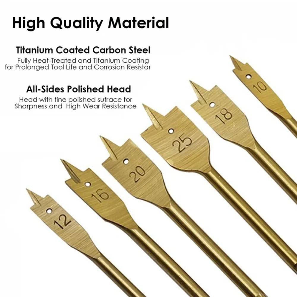 6pcs Woodworking flat Drill Bit 10mm 12mm 16mm 18mm 20mm 25m Steel Spade Drill Bits Woodworking Hex Shank Wood Drilling Tool