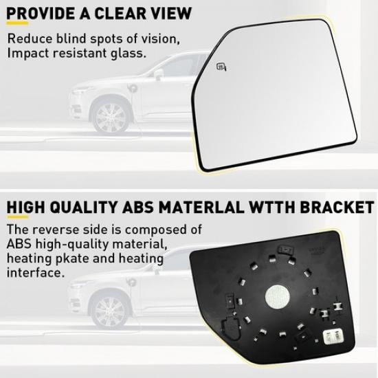 Mirror Glass Replacement for 2017- Ford F-250 Super Duty Driver Side Upper V