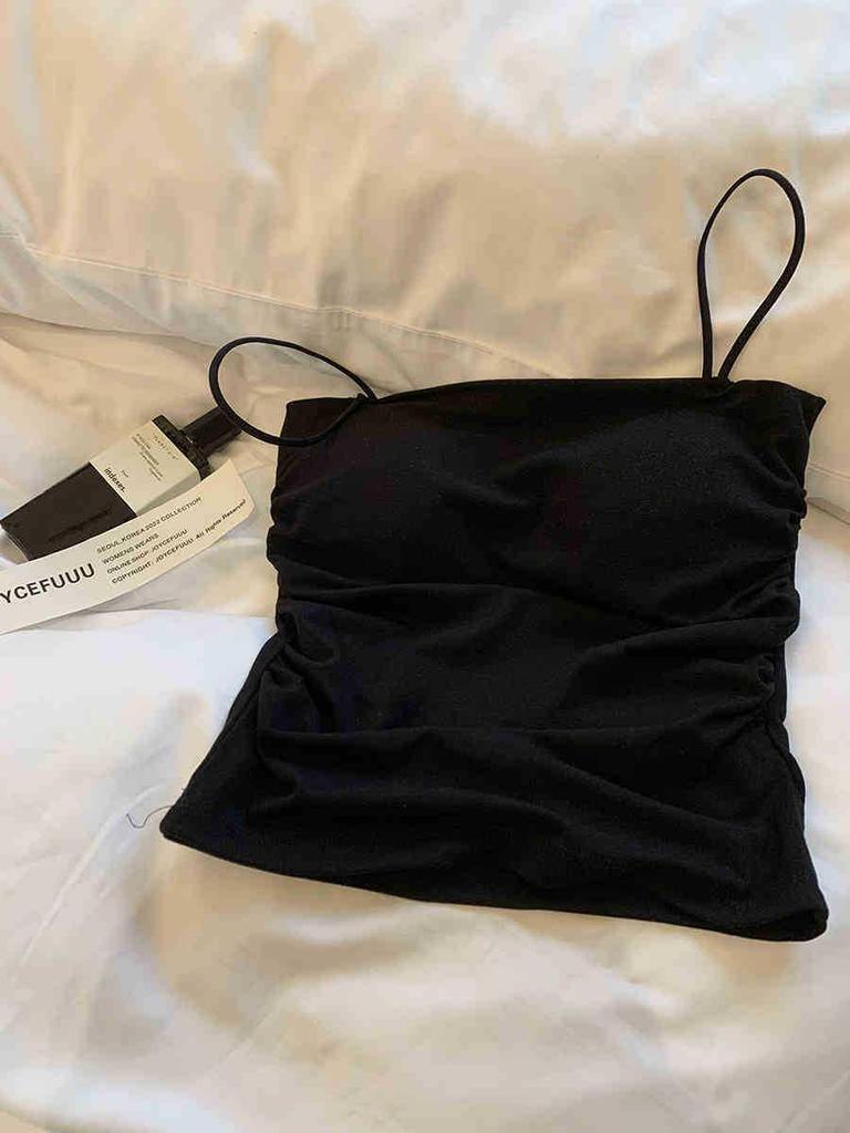 Spicy Girl Ruched Cotton Camisole with Fixed Cup and Chest Pad