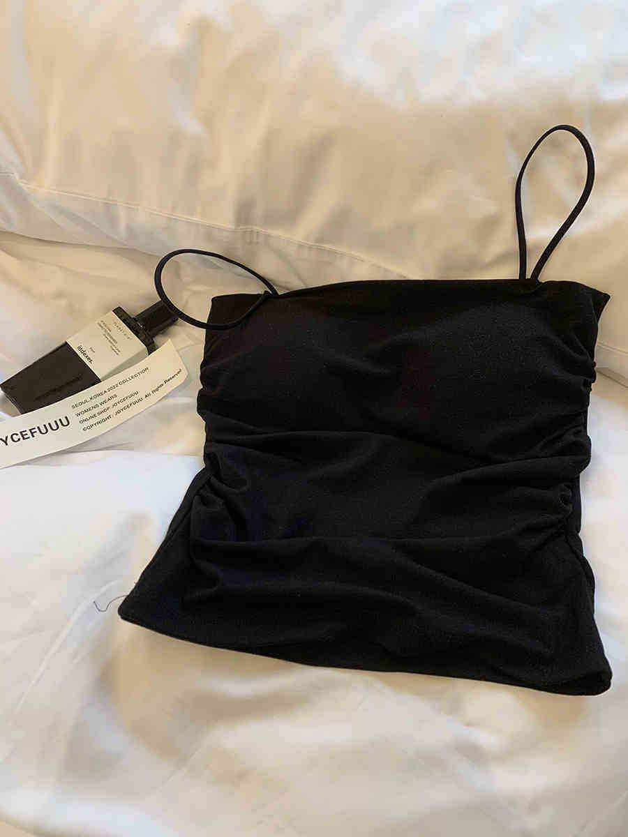 

Spicy Girl Ruched Cotton Camisole with Fixed Cup and Chest Pad One Size чёрный