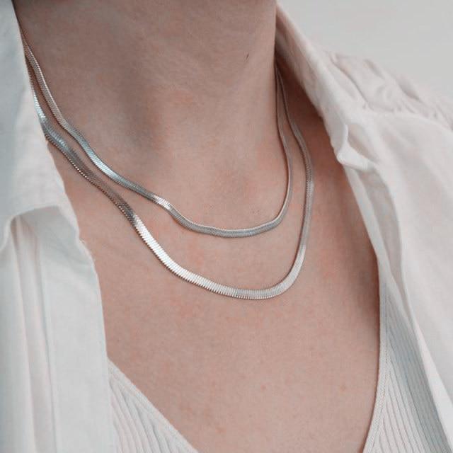 Women Neck Chain Gold Color Choker Necklaces Thin Chain On The Neck Minimalist Pendant Jewelry Chocker Collar For Girl