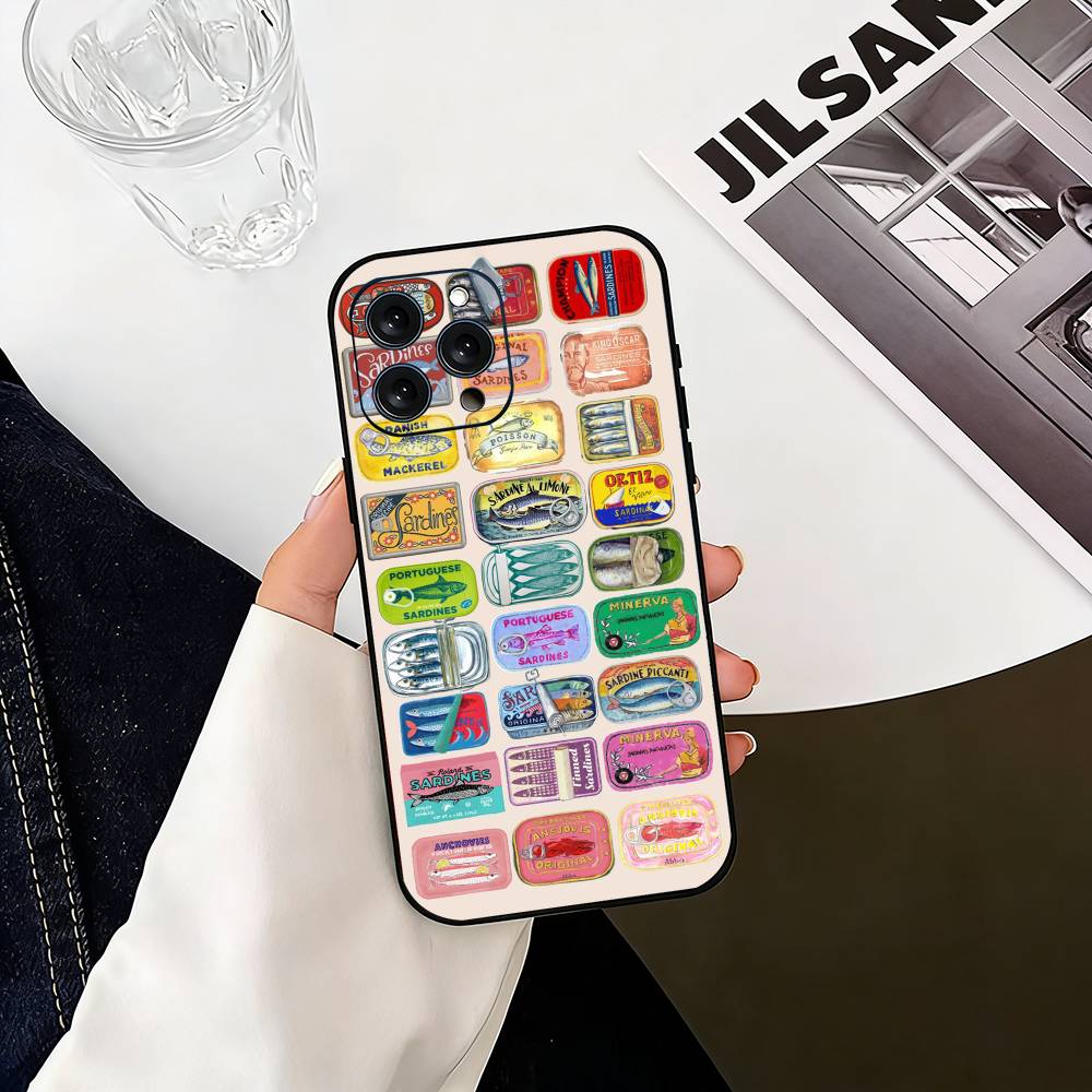 

S-Sardines F-Fish Art Phone Case For iPhone 17, 16,15,14,13,12,11 Plus,Pro Max, Others Soft Black Cover iPhone13PRO