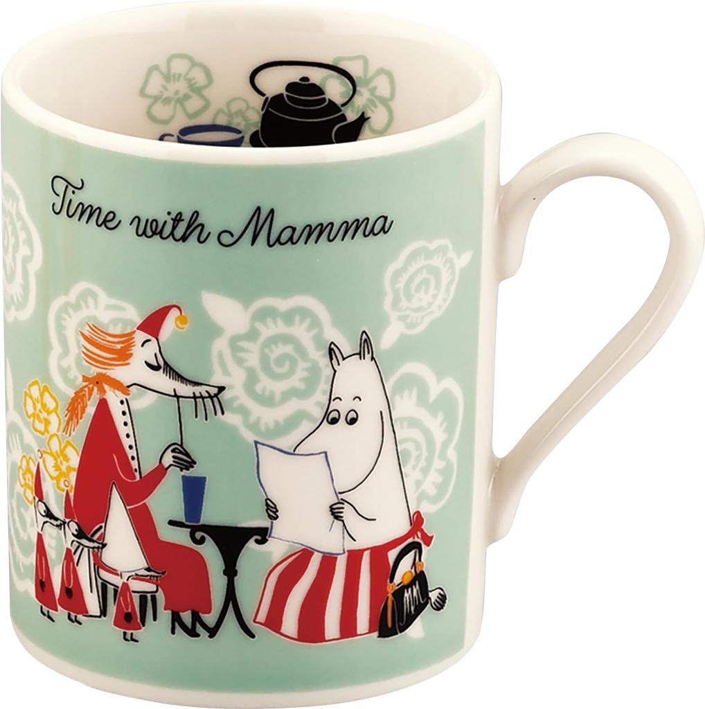 MOOMIN Large 8x9cm With Made In Day Gift for Birthday Tableware (Moomin) Mug, 320ml, Approx. Diameter, "Time Mamma," Green, Japan, MM9502-11, Mother's