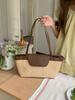 Retro Vacation Beach Straw Shoulder Bags for Women Casual Elegant Ladies Woven Armpit Tote Bag Simple Patchwork Female Handbags