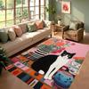 Cute Cat Pattern Carpet Ins Style Colorful Cat Plants Print Rug Modern Home Decor Anti-slip Floor Mat for Living Room Bedroom