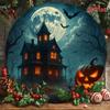 Vintage Halloween Iron Wall Art Haunted House Pumpkin Lantern Metal Sign Home Decor
