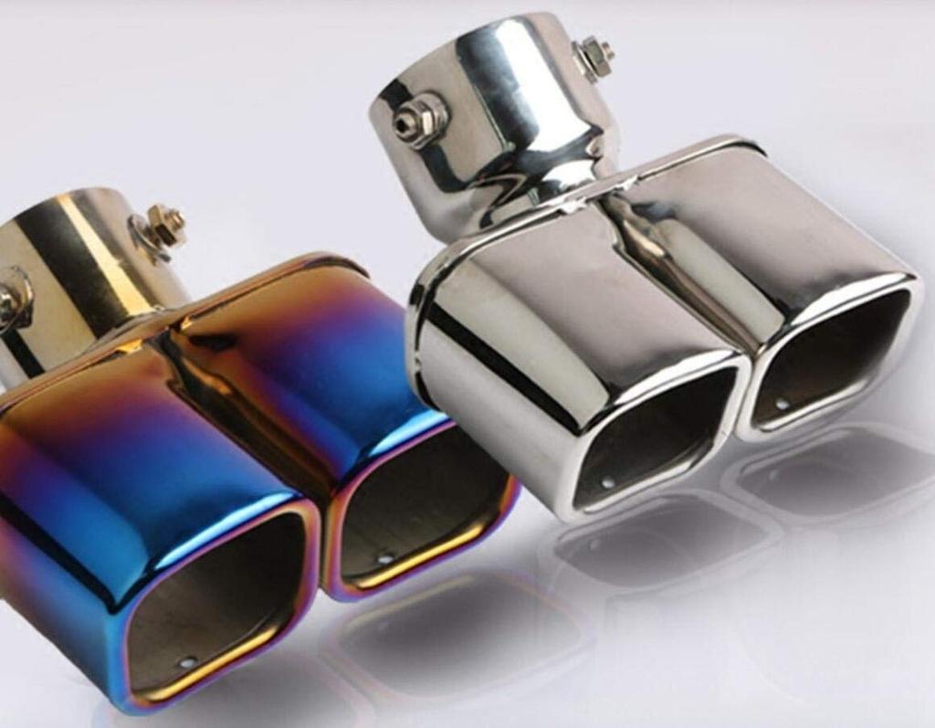 Toyota Land Cruiser Prado 150 Series Exhaust Pipe Muffler Cutter, Blue, Stainless Steel, Exterior Garnish, 1P (Titanium Pattern)