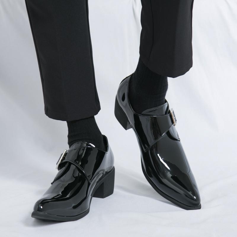 Luxury Black High Heel Men's Shoes Fashion Moccasin For Men Wedding Shoes Casual Dress Leather Pointed Toe Shoes Man Oxford Shoe