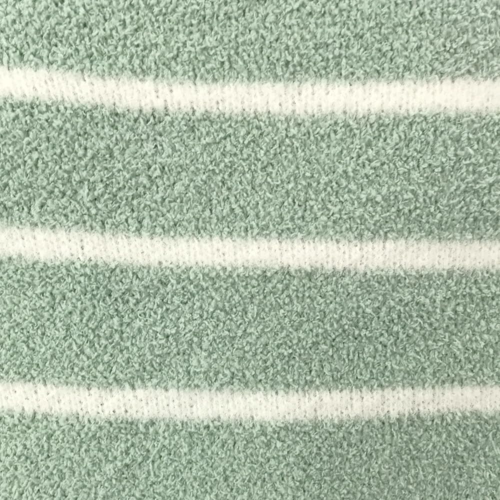 RAVIR Winter Fluffy and Cute Pajama Top and Striped Ribbed One Size Fits All Women's Loungewear, Set, Bottoms, Slits, Stress-Free, Comfortable, Knit,