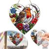 Robin Light Catcher Pendant - Acrylic Animal Theme Window Decoration Multi-Color Floral Heart Design