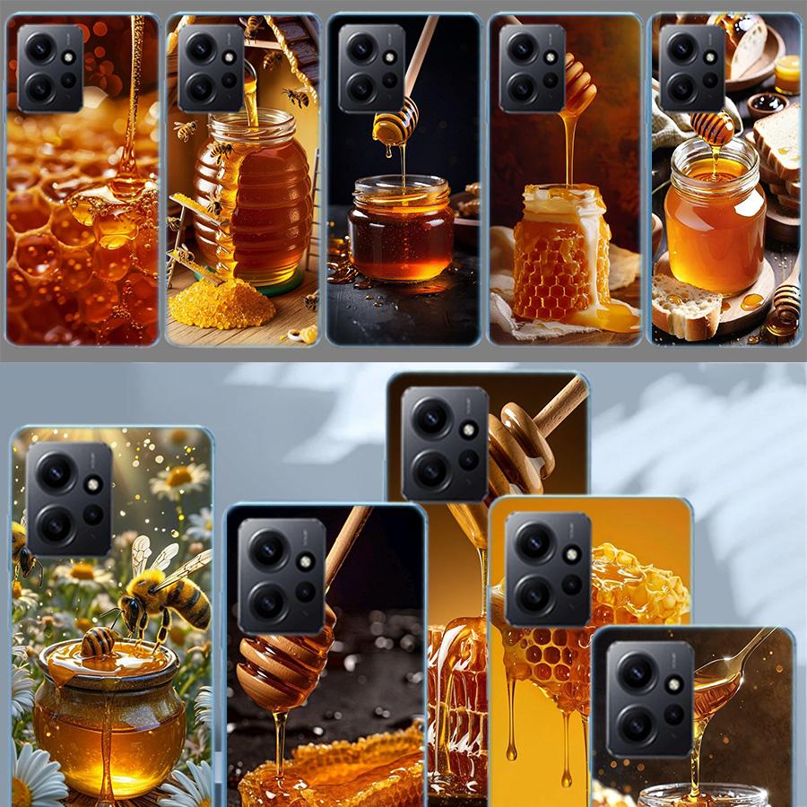 Golden Honey Dripping From Honeycomb Phone Case For Redmi Note 14 15 Pro 5G 13 12 Pro Plus 11 11T 11E 11S 10 Pro 10S 9 9S Cover