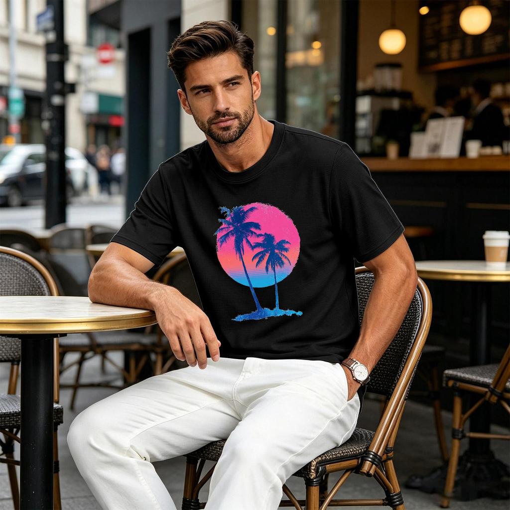 Herren Hawaii-Print Lässiges Rundhals-T-Shirt Atmungsaktiv Schnelltrocknend Kurzarm Sport-T-Shirt Leicht Bequeme Passform