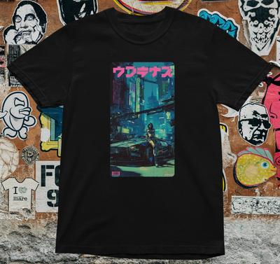Cyberpunk City Grafik T-Shirt – Japanische Retro-Futuristische Streetwear Vaporwave
