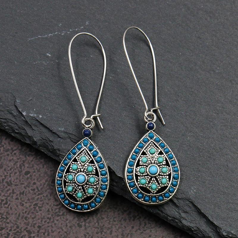 Vintage Ethnic Bohemian Drop Dangle Earrings For Women Wooden Tassel Pearl Beaded Geometric Leaf Flower Round Boho Earrings
