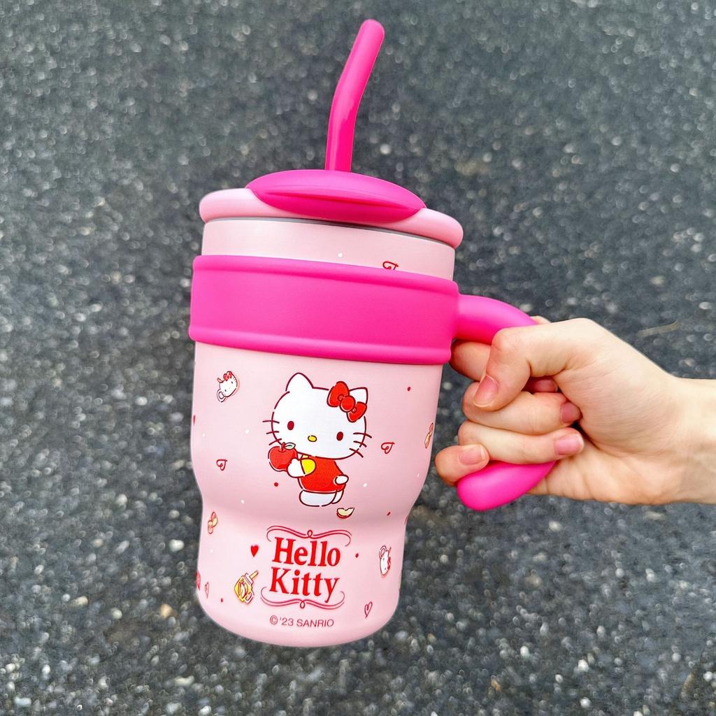 Cute Hello Kitty Stainless Steel Straw Cup For Girls Cartoon Design Portable And High-quality