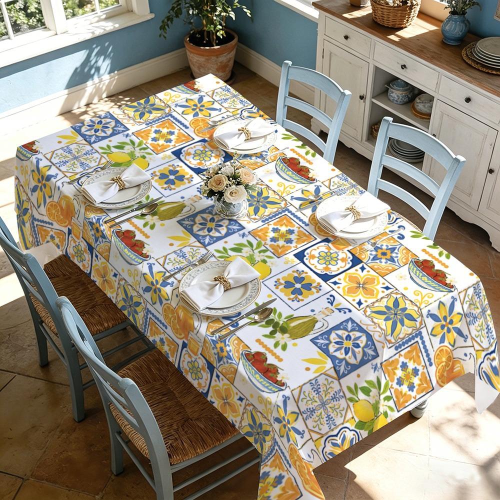 Vintage Floral Washable Tablecloth Soft Brushed Decorative Table Cover for Kitchen Dining Home Party Wedding Furniture Protection Home Decor