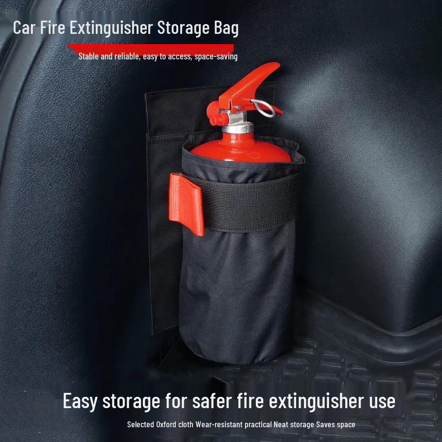 Universal Car Fire Extinguisher Storage Bag with Velcro Bracket for Trunk