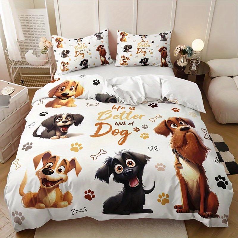 Pet Dog Bedding Set, Elsa, Bear, Duvet Cover, Queen with Pillowcase, 3D, Children's Bedding Set