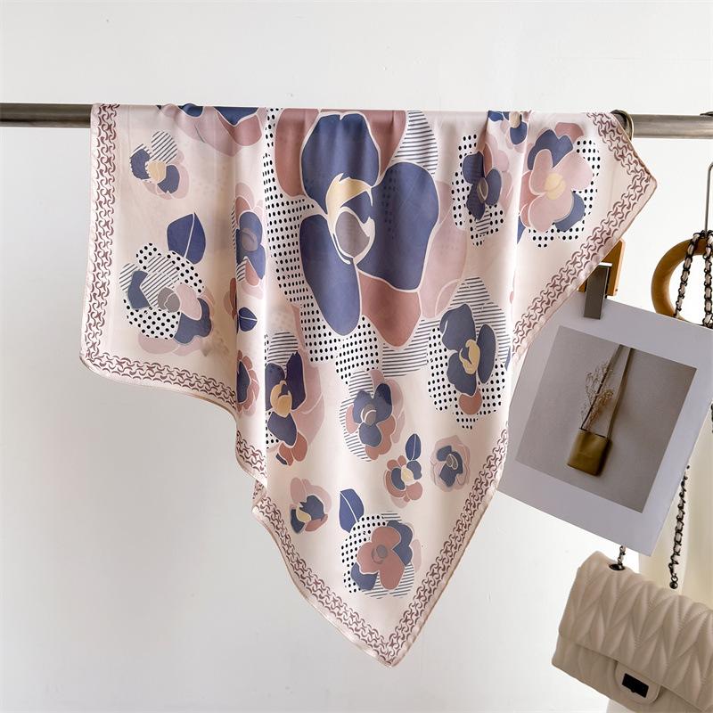 Yahua Painted Printing Imitation Silk Scarf Square Scarf High-End Shawl Versatile Neck Small Square Scarf Headscarf