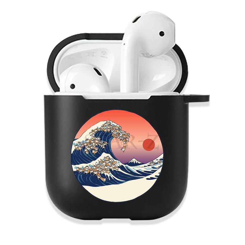Soft Black Silicone Case for Apple Airpods Pro 3 2 1 The Great Wave of Kanagawa Bluetoooth Wireless Earphone Cases Airpod Cover