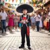 Ethnic Mexican Childrens Dance Attire With Printed Design And Long Sleeve For Stage Use