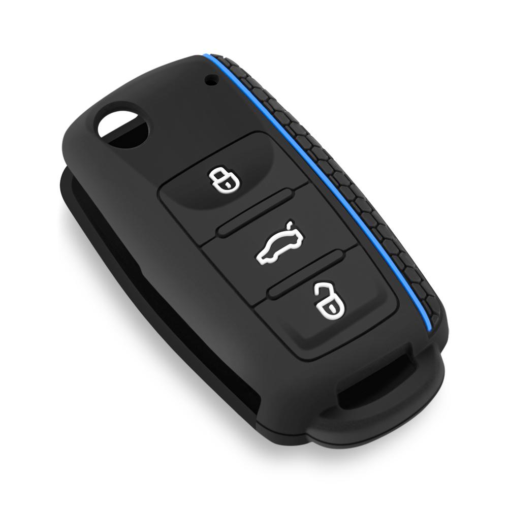 Silicone Car Key Case For Vw Polo Bora Beetle Tiguan Passat Golf Jetta Eos For Volkswagen Skoda Fabia Octavia Fob Shell Cover