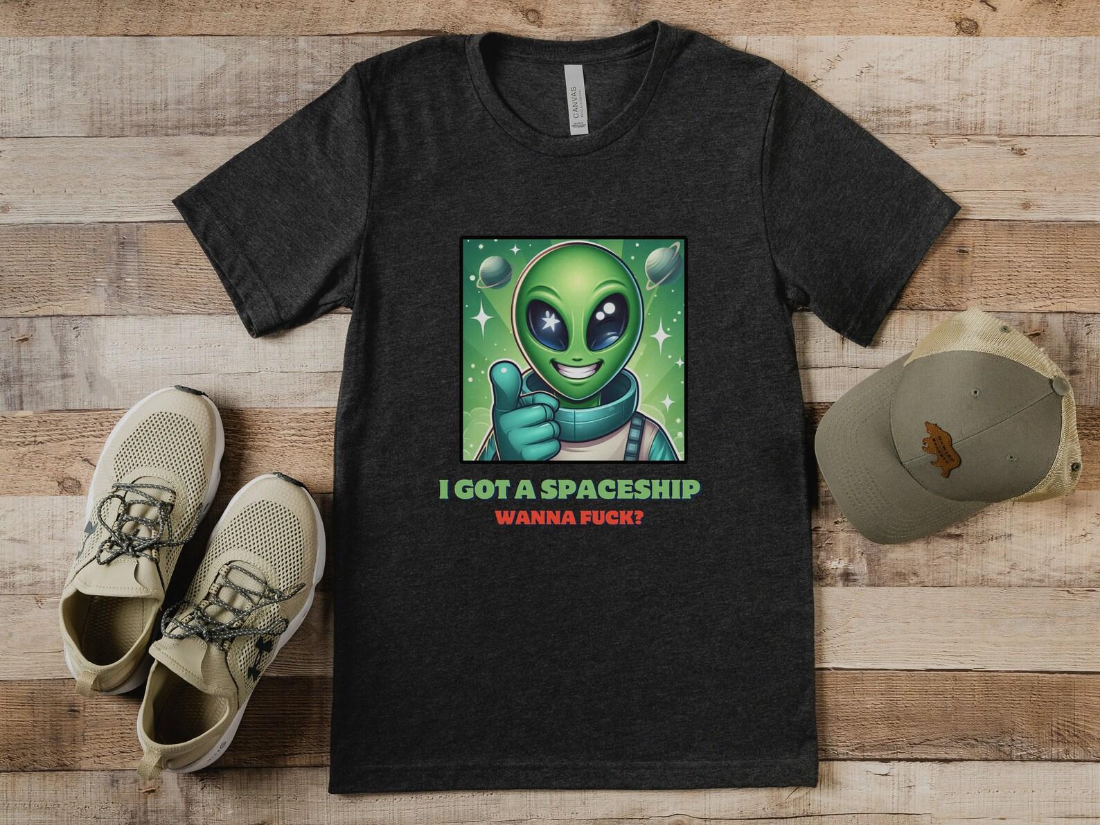 Funny Alien Spaceship T-Shirt: Sarcastic Humor Gift L