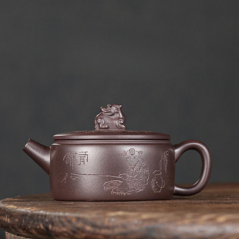 

230 мл чайники из фиолетовой глины Исин, ручной работы, большой калибр, чайник из сырой руды, фиолетовый глиняный чайник с заварником, чайный сервиз Zisha