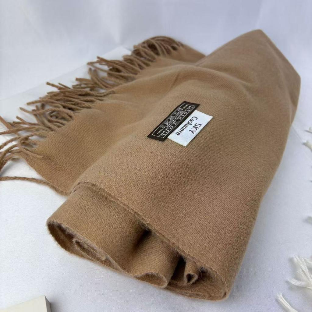 Cashmere Scarf Red Gray New Year High-End Solid Color Versatile Warm Scarf