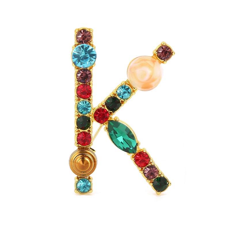 1PC 26 Letters Colorful Jewelry Gifts for Women Alphabet Brooch A-Z Rhinestone Letter Pin