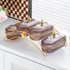 Elegant Iron Art Snack Dish with Compartments: Luxurious Fruit Plate for Home or Hotel
