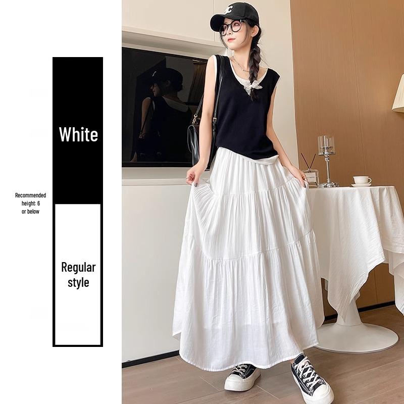 

Женская миди-юбка А-силуэта с высокой талией, белая - Стройнящий балетный стиль для весны/осени 2025 XL (126-145 lbs)