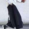 Yousheng Men's Loose Fit Pants Hip-Hop Wide Leg Pants with Pockets Casual Black Layered Pants for Everyday Wear Street