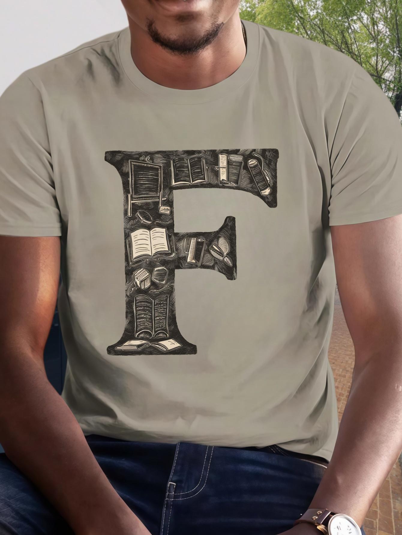 F Letter print tee shirt XXXXL