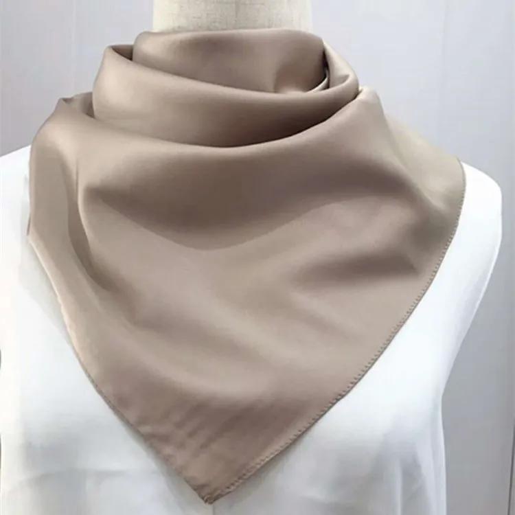 70*70cm Bandana Head Scarf For Women Silk Satin Hair Scarfs Female Cute Handkerchief Neck Scarves For Ladies Green Black White