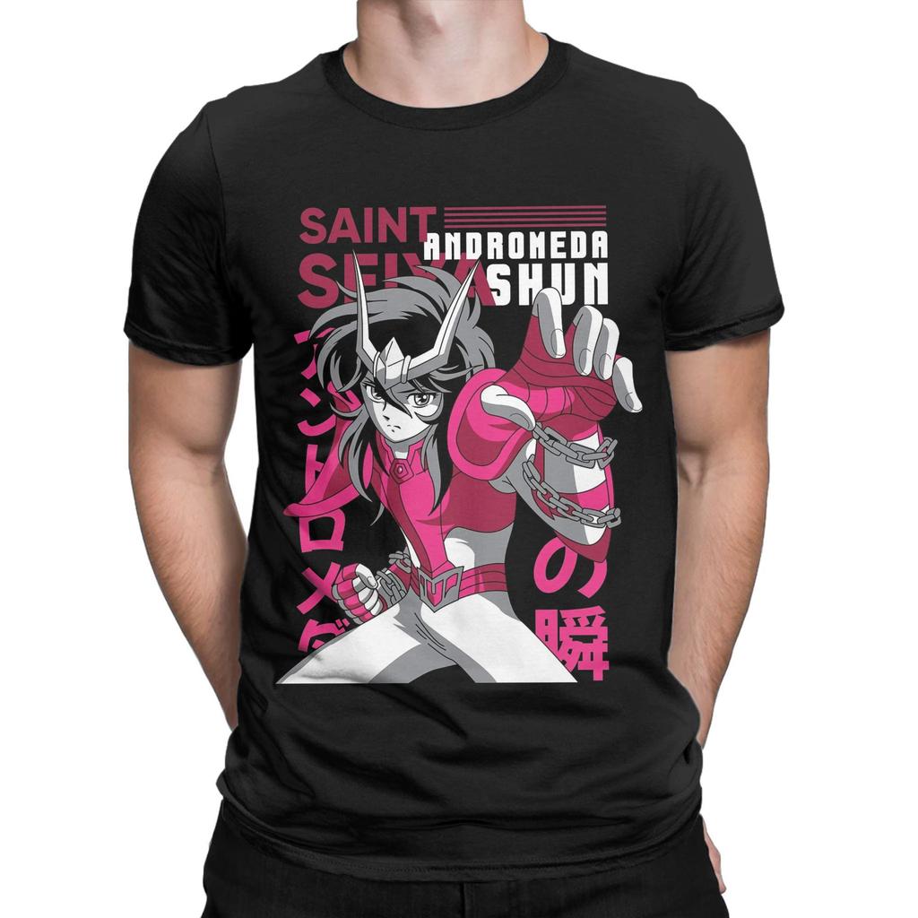 Men's Andromeda Shun   T Shirt Saints Seiya 100% Cotton Clothing Funny Short Sleeve Round Collar Tees Plus Size T-Shirts