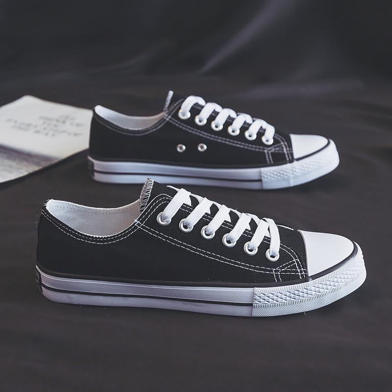 Classic Low-Top Evergreen Canvas Shoes - Vulcanized Rubber Sole, Men's Shallow Mouth Design