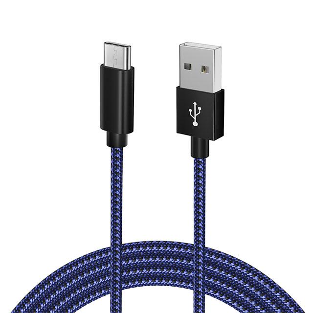 

2.4A Type C Data Cable Fast Charging Cord Nylon Braided USB C Charger Wire for 16 15 Pro Max Smasung Huawei Line 1m 3ft синій