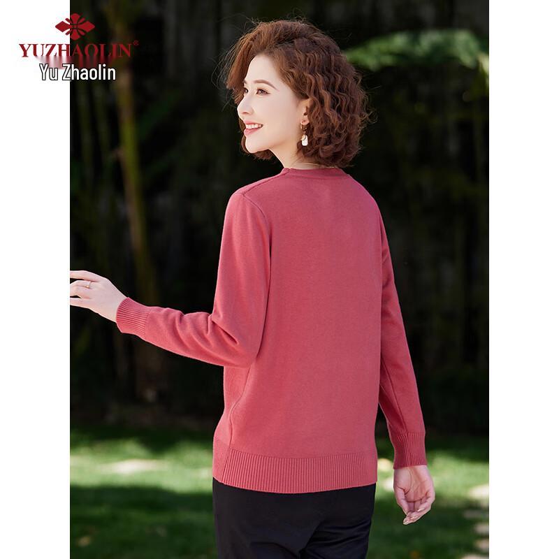 YUZHAOLIN Women's Round Neck Embroidered Knit Sweater