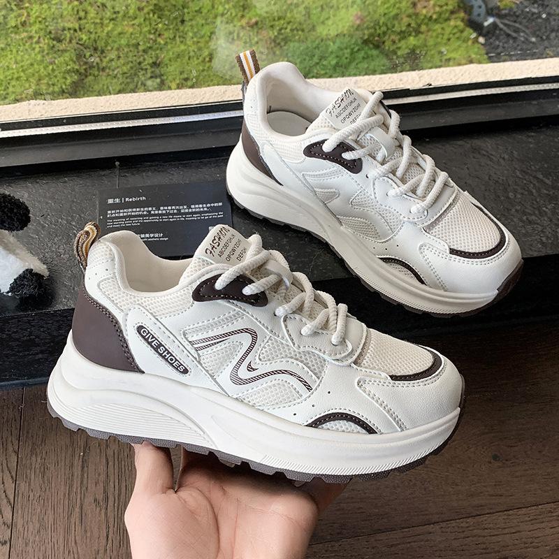 Dad shoes women's 2025 new shoes thick sole heightened lightweight women's sports women's shoes versatile casual shoes show small feet