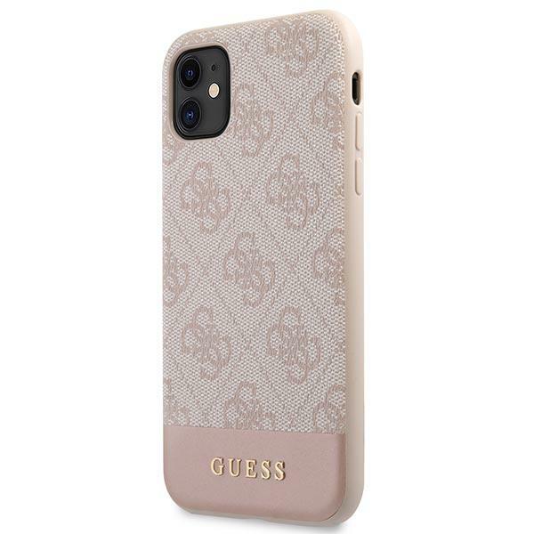 Guess Guhcn61G4Glpi iPhone 11 / Xr 6,1 Różowy/Pink Twarde Etui Kolekcja Pasków 4G