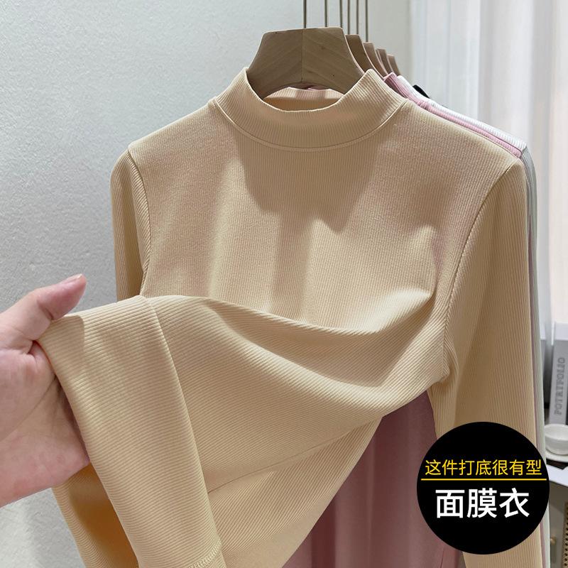 

Маленькая базовая водолазка с топом-майкой внутри, летняя новая универсальная облегающая футболка с длинным рукавом для женщин XXXL хаки